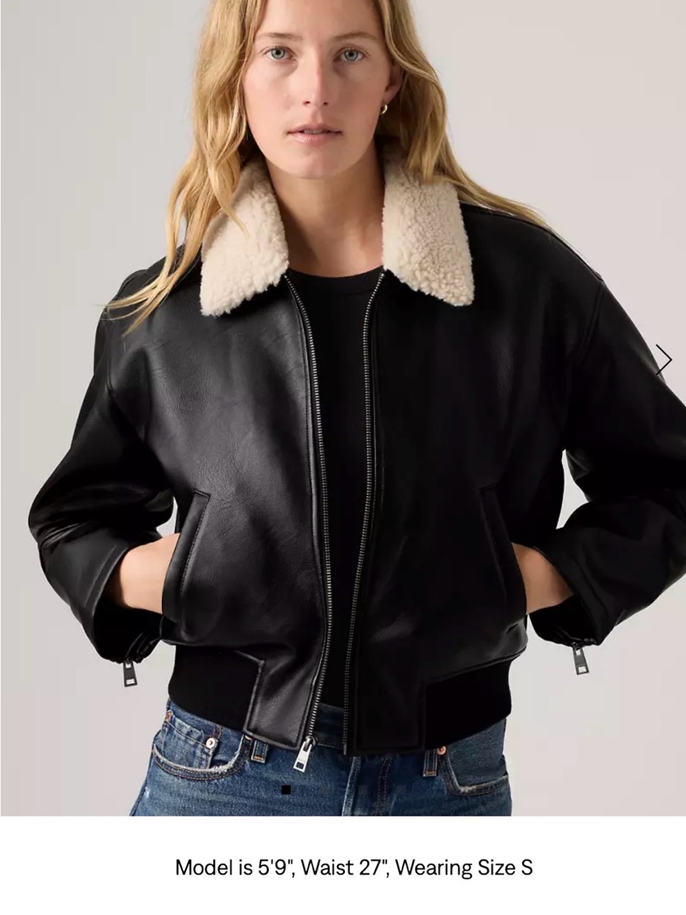 Levi's Black Bomber Jacket with Cream Sherpa Collar